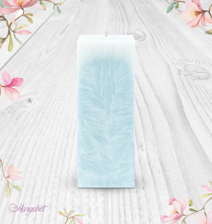 Svíčka Kvádr vysoký (15 cm) – Azurová / Litsea Cubeba / Květinka